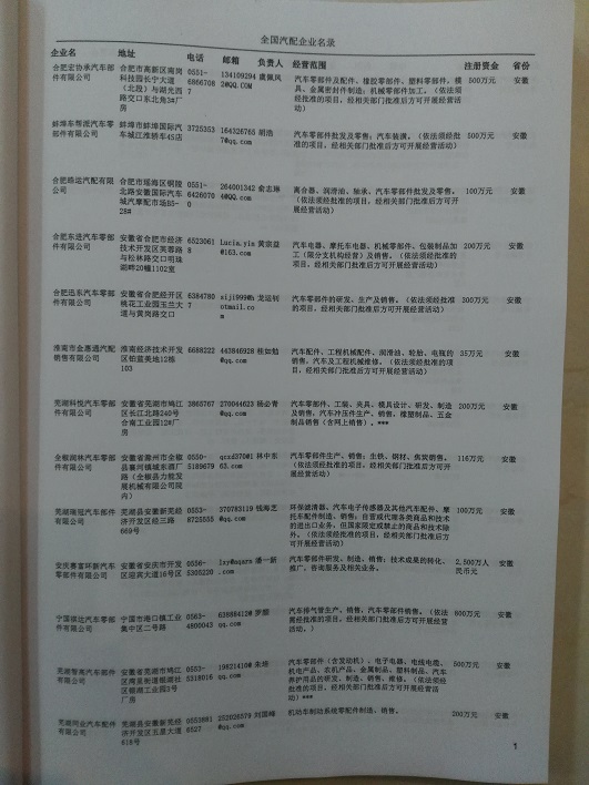 中國(guó)汽車(chē)配件企業(yè)黃頁(yè)可開(kāi)展精準(zhǔn)營(yíng)銷(xiāo)，電話營(yíng)銷(xiāo)、郵件營(yíng)銷(xiāo)、傳真營(yíng)銷(xiāo)等等多管齊下，圓您銷(xiāo)售冠軍夢(mèng)