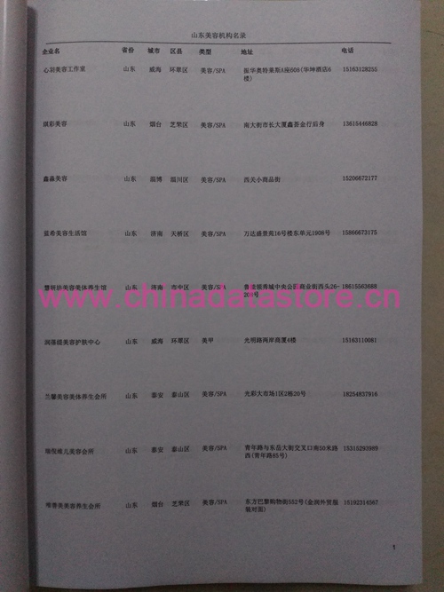 山東美容院企業(yè)黃頁收錄了最新的山東美容院企業(yè)名單，具有極高的營銷價(jià)值，實(shí)實(shí)在在提高銷售業(yè)績